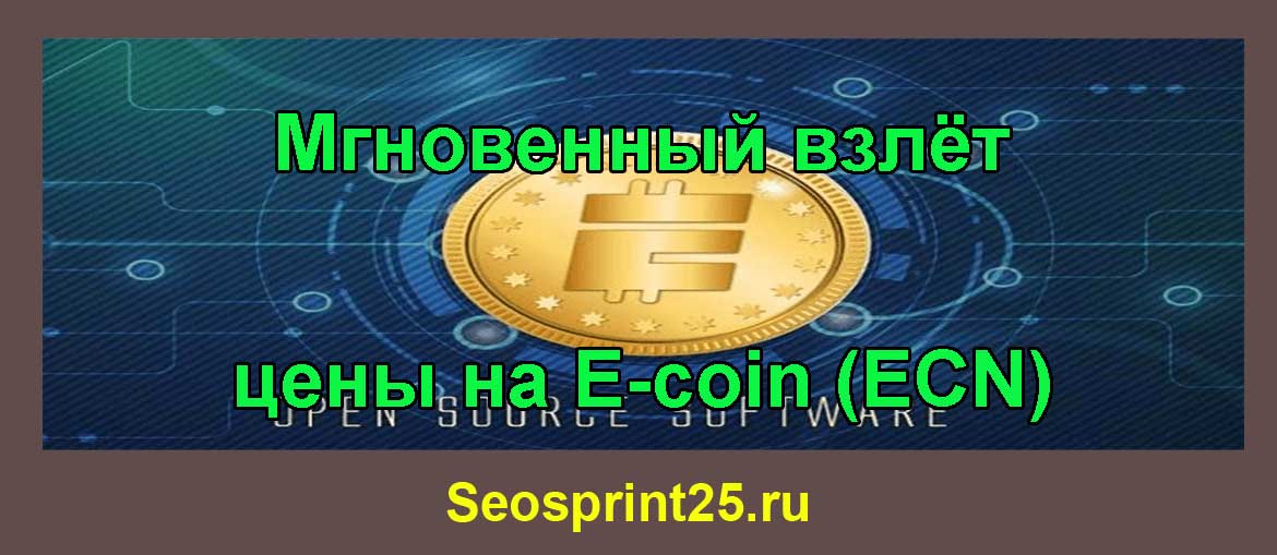 Мгновенный взлёт цены на E-coin (ECN)
